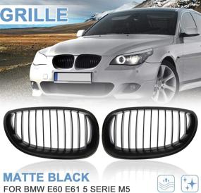 img 3 attached to 🔳 Matte Black Front Kidney Sport Grilles Grill for BMW E60 E61 5 Series M5 2003-2009