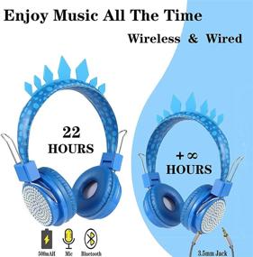 img 2 attached to 🎧 Charlxee Kids Wireless Headphones: Dinosaur Gifts for Boys and Girls, Over-Ear Wired Headset with Mic, Foldable Headband, HD Sound - Perfect for Online Study, Kindle, Tablet, and School (Blue)