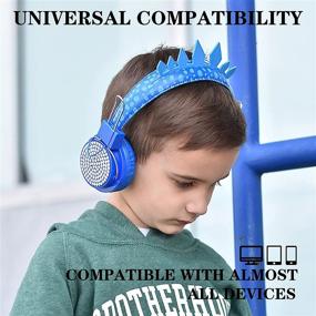 img 1 attached to 🎧 Charlxee Kids Wireless Headphones: Dinosaur Gifts for Boys and Girls, Over-Ear Wired Headset with Mic, Foldable Headband, HD Sound - Perfect for Online Study, Kindle, Tablet, and School (Blue)