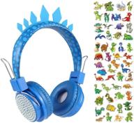 🎧 charlxee kids wireless headphones: dinosaur gifts for boys and girls, over-ear wired headset with mic, foldable headband, hd sound - perfect for online study, kindle, tablet, and school (blue) logo