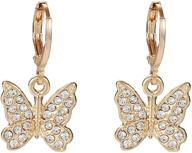 🦋 sparkling rhinestone butterfly drop gold hoop earrings: chic huggie hoops for women, girls - perfect summer jewelry logo