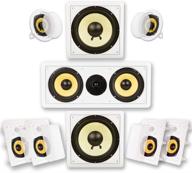 acoustic audio by goldwood hd725: premium flush mount in-wall/ceiling 🔊 home theater surround sound speakers - 9 speakers, 7.2 channels, white logo