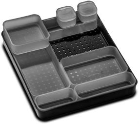 img 1 attached to 🗄️ Madesmart Carbon Collection Junk Drawer Organizer: Stackable & Slide, Large BPA-Free Bins with Non-Slip Rubber Feet