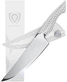 img 1 attached to 🔪 DALSTRONG - Серия Frost Fire, 8" Поварской нож: Сталь с высоким содержанием хрома 10CR15MOV, роскошная песочная затирка, белая рукоятка в виде пчелиного сота, кожаный ножны - NSF сертифицирован.