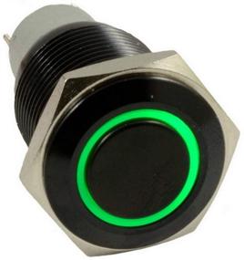 img 3 attached to 🚗 ESUPPORT 19мм 12В 5А Автомобильный переключатель с кнопкой включения/выключения с металлическим светодиодным индикатором и зеленым световым кольцом (Ангельским глазом) с разъемом и фиксацией – черный корпус.