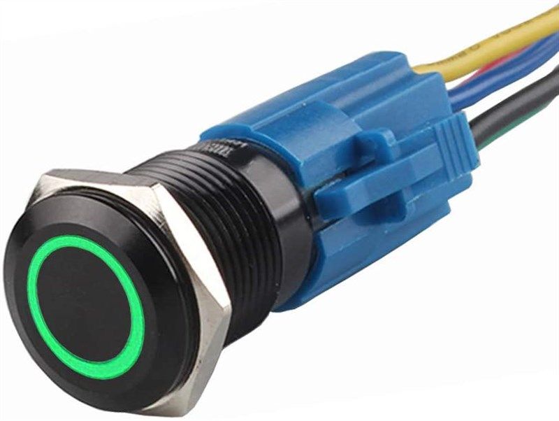 esupport 19mm 12v 5a car green led light angel eye metal push button toggle switch socket plug latching black shell 로고