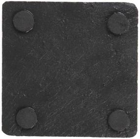 img 2 attached to 🖤 Square Black Natural Edge Slate Stone Drink Coasters - Set of 5 for Bar and Home - 4" x 4