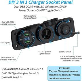 img 3 attached to 🚢 Розетка Deyooxi 12 В: Панель с выходом USB на 12 В с быстрой зарядкой 3.0, дисплеем напряжения, и переключателем - идеально подходит для морской лодки, грузовика, дома на колесах