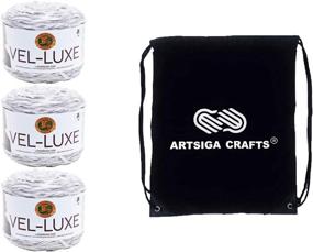 img 2 attached to 🧶 Lion Brand Knitting Yarn Vel-Luxe Silver 3-Skein Factory Pack (Same Dye Lot) 536-149 Bundle with 1 Artsiga Crafts Project Bag - Premium Knitting Yarn Deal!