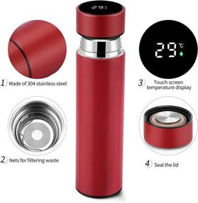 img 2 attached to 🎁 SIMEEGO LED Insulated Water Bottle with Intelligent Temperature Display – 17oz Touch Screen Smart Cup, Keep Drinks Hot/Cold – Perfect Christmas Gift (Red)