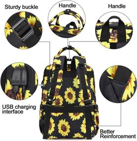 img 1 attached to 🌻 Sunflower College Laptop Backpacks with USB Charging Port and 15" Laptop Compartment