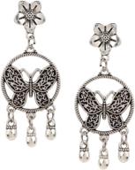 🦋 ethnadore bohemian vintage antique indian oxidized silver plated butterfly dangle earrings set jewelry - exquisite ethnic accessories logo