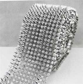 img 4 attached to Silver Sew-On Pointed Spike Stud Cone Flatback Punk Rock Trim Mesh Bead Craft - 2/3 Yard AEAOA