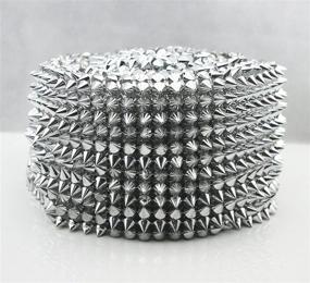 img 3 attached to Silver Sew-On Pointed Spike Stud Cone Flatback Punk Rock Trim Mesh Bead Craft - 2/3 Yard AEAOA