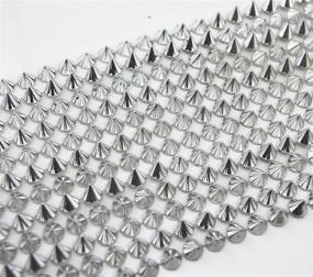 img 1 attached to Silver Sew-On Pointed Spike Stud Cone Flatback Punk Rock Trim Mesh Bead Craft - 2/3 Yard AEAOA