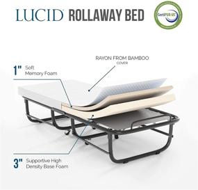 img 2 attached to 🛏️ LUCID Rollaway Folding Guest Bed: 4-Inch Memory Foam Mattress, Easy Storage, Rolling Cot