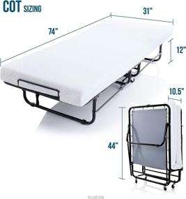 img 3 attached to 🛏️ LUCID Rollaway Folding Guest Bed: 4-Inch Memory Foam Mattress, Easy Storage, Rolling Cot