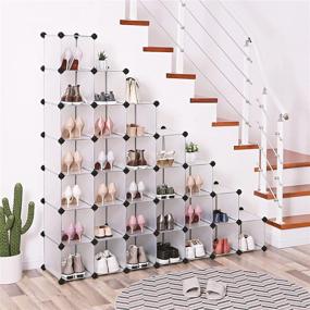 img 3 attached to 👠 Organize Your Shoes in Style: SONGMICS 7-Tier Shoe Rack with 28-Pair Plastic Units, Cabinet Storage Organizer for Entryway, Hallway, Bathroom & More