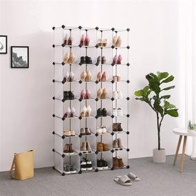 img 2 attached to 👠 Organize Your Shoes in Style: SONGMICS 7-Tier Shoe Rack with 28-Pair Plastic Units, Cabinet Storage Organizer for Entryway, Hallway, Bathroom & More