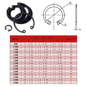 img 3 attached to 🔒 Hilitchi 150-Pcs [15-Size] Alloy Steel Internal Circlip Snap Retaining Clip Ring Assortment Kit - Size Range: 8mm to 36mm