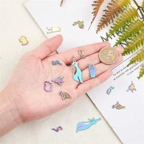 img 2 attached to 🐱 UNICRAFTALE 8 Mixed Rabbit Cat Bird Stainless Steel Charms - 16pcs Multi-Color Metal Pendants for DIY Crafting