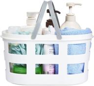 🚿 large plastic shower caddy tote by haundry - portable storage organizer for dorm, bathroom, tools, garden, kitchen, cleaning supplies - white logo