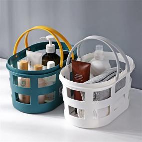 img 2 attached to 🚿 Large Plastic Shower Caddy Tote by Haundry - Portable Storage Organizer for Dorm, Bathroom, Tools, Garden, Kitchen, Cleaning Supplies - White