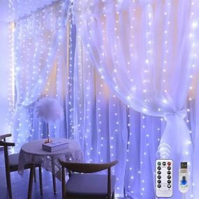 img 4 attached to 🌟 LED Window Curtain String Lights - 9.8x9.8 ft, 300 LEDs 8 Modes, Timer, Remote Control, USB Powered, Waterproof - for Wedding Party Garden Bedroom Indoor Outdoor Wall Decorations (White)