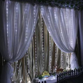 img 3 attached to 🌟 LED Window Curtain String Lights - 9.8x9.8 ft, 300 LEDs 8 Modes, Timer, Remote Control, USB Powered, Waterproof - for Wedding Party Garden Bedroom Indoor Outdoor Wall Decorations (White)