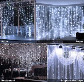 img 1 attached to 🌟 LED Window Curtain String Lights - 9.8x9.8 ft, 300 LEDs 8 Modes, Timer, Remote Control, USB Powered, Waterproof - for Wedding Party Garden Bedroom Indoor Outdoor Wall Decorations (White)