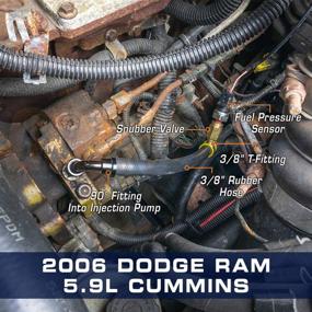 img 2 attached to 🔧 GlowShift Fuel Pressure Big Line Kit for Dodge Ram 2500 3500 5.9L Cummins 1998.5-2007 - Enhanced Fuel Line Size - Inclusive of Rubber Hose, T-Fitting Adapter & Fittings