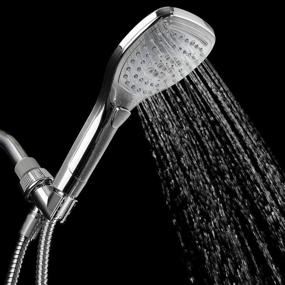 img 2 attached to 🚿 22.74 HotelSpa Ultra-Luxury Handheld Shower Head with Hose, Push Control Button for Easy Operation (Oval Square) - Seamless Flow Settings Switching with One Hand