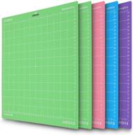 eviswiy 5 pack variety mats for cricut explore air 2/air/one/maker - standardgrip/lightgrip/stronggrip/fabricgrip - multiple adhesive sticky green blue purple pink cricket cutting mats - 12x12 logo