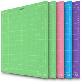 img 4 attached to EVISWIY 5 Pack Variety Mats for Cricut Explore Air 2/Air/One/Maker - StandardGrip/LightGrip/StrongGrip/FabricGrip - Multiple Adhesive Sticky Green Blue Purple Pink Cricket Cutting Mats - 12x12