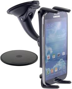 img 2 attached to 📱 Versatile Car Mount for iPhone XS Max, XS, XR, X, 8: Arkon Windshield or Dash Phone and Midsize Tablet Car Mount – Black Retail Edition