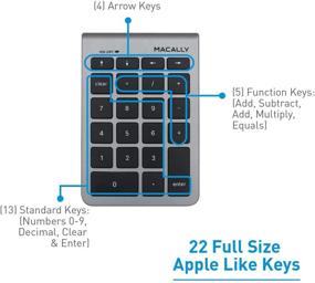 img 2 attached to 🔢 Macally Bluetooth Wireless Number Pad - 22 Keys 10 Key Bluetooth Numeric Keypad with Arrow Keys for Easy Data Entry - Number Keypad for MacBook Pro, MacBook Air, iMac, Apple, iPhone, iPad and Desktop