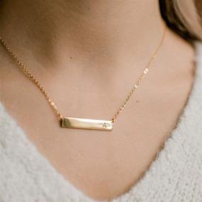 img 3 attached to 💎 MOMOL Initial Necklace - 18K Gold Plated Stainless Steel Bar Pendant for Women and Girls | Dainty & Delicate Personalized Name Letter Necklace