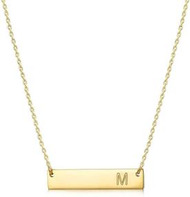 img 4 attached to 💎 MOMOL Initial Necklace - 18K Gold Plated Stainless Steel Bar Pendant for Women and Girls | Dainty & Delicate Personalized Name Letter Necklace