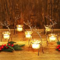 🎄 lulu home set of 6 metal reindeer tea light candle holders - elegant christmas decoration for table, mantel, and window sill logo