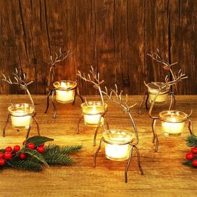 img 4 attached to 🎄 Lulu Home Set of 6 Metal Reindeer Tea Light Candle Holders - Elegant Christmas Decoration for Table, Mantel, and Window Sill