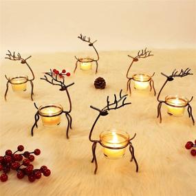 img 1 attached to 🎄 Lulu Home Set of 6 Metal Reindeer Tea Light Candle Holders - Elegant Christmas Decoration for Table, Mantel, and Window Sill