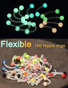 img 3 attached to 🐍 Prjndjw 14G 16mm Glow in The Dark Flexible Plastic Acrylic Curved Barbell Snake Eyes Tongue Nipple Ring - 48pcs Body Piercing Jewelry Retainer