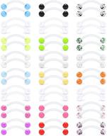 🐍 prjndjw 14g 16mm glow in the dark flexible plastic acrylic curved barbell snake eyes tongue nipple ring - 48pcs body piercing jewelry retainer logo