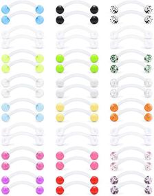 img 4 attached to 🐍 Prjndjw 14G 16mm Glow in The Dark Flexible Plastic Acrylic Curved Barbell Snake Eyes Tongue Nipple Ring - 48pcs Body Piercing Jewelry Retainer