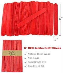 img 2 attached to Jumbo Wood Craft Popsicle Sticks: 100 Sticks, 6 Inch Long (Red)