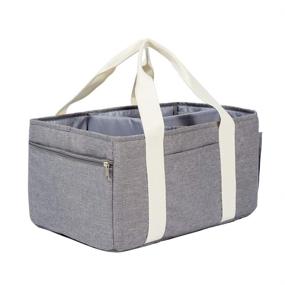 img 4 attached to 👶 Gray KENBO Baby Diaper Caddy Organizer – Portable Tote Bag for Baby Wipes, Collapsible Nursery Storage Bin with Adjustable Compartments – Perfect for Infant Shower