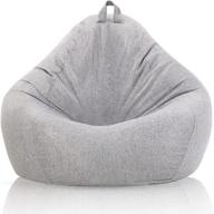 🪑 dyygirl bean bag chair cover: stylish & comfy lounger seat with stuffed animal storage & memory foam for adults & kids (light gray, large 39x47in) logo