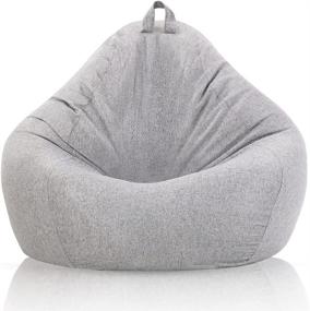 img 4 attached to 🪑 DYYGIRL Bean Bag Chair Cover: Stylish & Comfy Lounger Seat with Stuffed Animal Storage & Memory Foam for Adults & Kids (Light Gray, Large 39x47in)