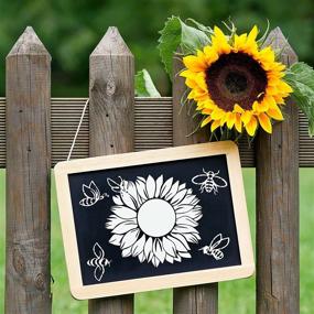 img 2 attached to Versatile Set of 16 Flower Painting Stencils - Sunflower, Rose, Leaf, Bird, Butterfly, Bee - Summer Stencil Drawing Templates - Reusable with Metal Open Rings - Ideal for Wood Painting - 6.3 x 6.3 in