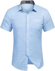 img 4 attached to COOFANDY Short Sleeve Linen Casual Button Men's Clothing